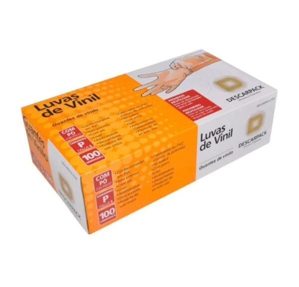 LUVA VINIL, COM PO, TRANSPARENTE, DESCARPACK, TAM P REG. ANVISA